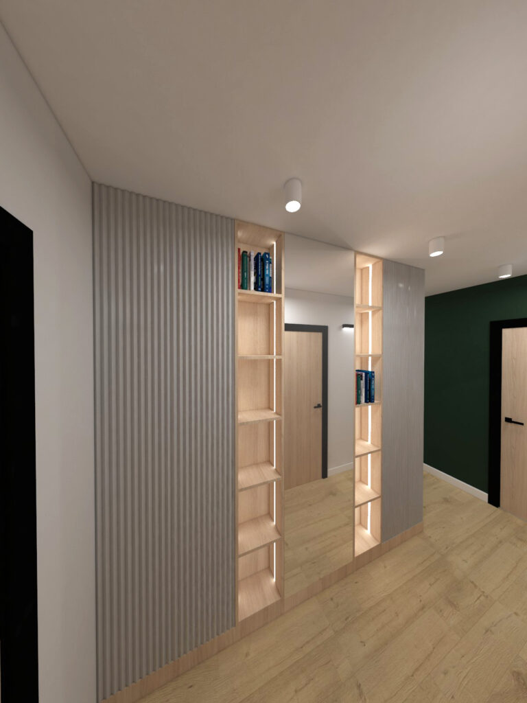 szaro drewniane meble w przedpokoju