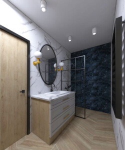 granatowe płytki w łazience